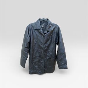 Massini Black Leather Blazer